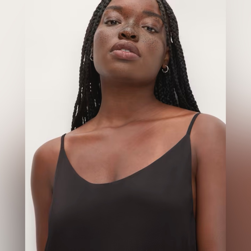 🖤EVERLANE THE HAMMERED SATIN SLIP DRESS BLACK 6 - Picture 3 of 10
